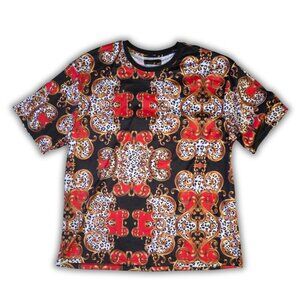 Baroque Gold Shirt Mens 4XL Black Red Yellow Graphic Short Sleeve